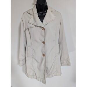 Merona Women's Beige Jacket Trench Coat Lightweight Lined Mid Thigh Small